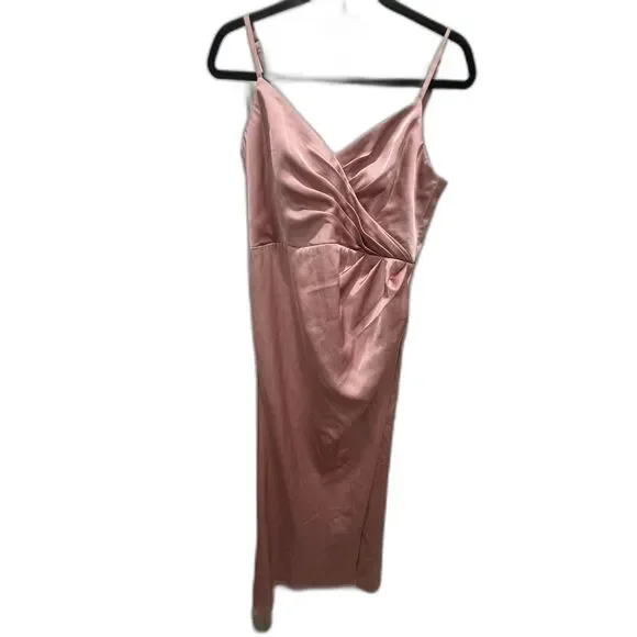 Azazie Blush Satin Slip Dress | Wedding Guest / Formal - Picture 2 of 4